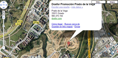 Mapa de localizacin de promocin Prado de la Vega. Venta de pisos de proteccin autonmica en Oviedo.